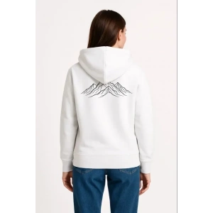USLUCAN ALIŞVERİŞ Nihilist Penguen Özel Tasarım Oversize Kapüşonlu Sweatshirt - Beyaz