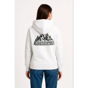 USLUCAN ALIŞVERİŞ Nihilist Penguen Temalı Oversize Kapüşonlu Sweatshirt - Beyaz