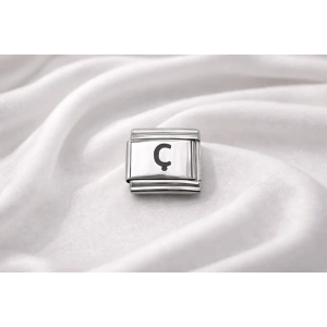 USLUCAN ALIŞVERİŞ Nomination Uyumlu Ç Harfi Charm – Çelik Harfli Bileklik Aksesuarı , Kişiye Özel Modüler Takı