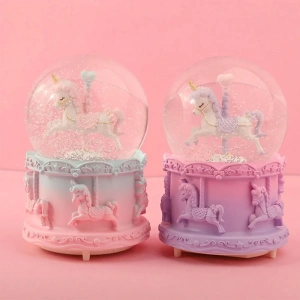 USLUCAN ALIŞVERİŞ Orta Boy Müzikli Unicorn Kar Küresi