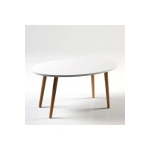 USLUCAN ALIŞVERİŞ Orta Sehpa Ahşap Torna Ayak Elips Beyaz