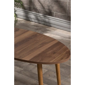 USLUCAN ALIŞVERİŞ Orta Sehpa Ahşap Torna Ayak Elips Ceviz