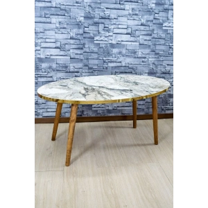 USLUCAN ALIŞVERİŞ Orta Sehpa Ahşap Torna Ayak Elips Efes Altın