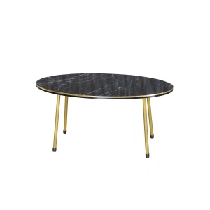 USLUCAN ALIŞVERİŞ Orta Sehpa Bendir Elips Metal Ayak Çift Gold