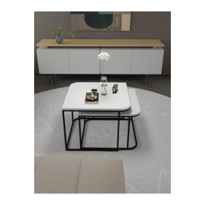 USLUCAN ALIŞVERİŞ Orta Sehpa Damla İkili Lüx Beyaz