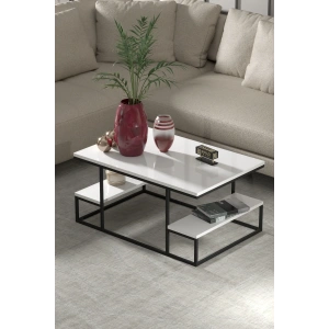 USLUCAN ALIŞVERİŞ Orta Sehpa Delux Raflı Beyaz