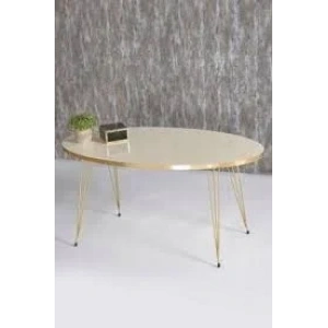 USLUCAN ALIŞVERİŞ Orta Sehpa Elips Gold Krem Tel