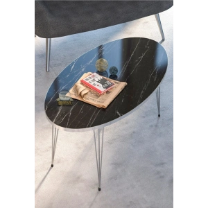 USLUCAN ALIŞVERİŞ Orta Sehpa Elips Gümüş Bendir Tel