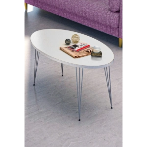 USLUCAN ALIŞVERİŞ Orta Sehpa Elips Gümüş Beyaz Tel