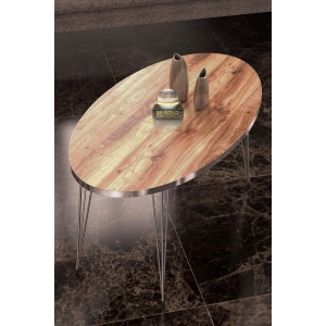 USLUCAN ALIŞVERİŞ Orta Sehpa Elips Gümüş Ceviz Tel