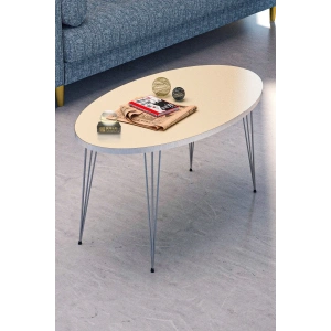 USLUCAN ALIŞVERİŞ Orta Sehpa Elips Gümüş Krem Tel