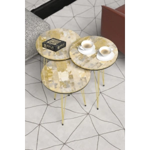 USLUCAN ALIŞVERİŞ Orta Sehpa Elips Metal Ayak  Krem