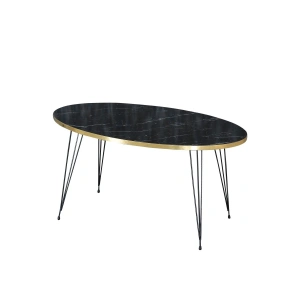 USLUCAN ALIŞVERİŞ Orta Sehpa Elips Siyah Ayak Altın Bendir Tel