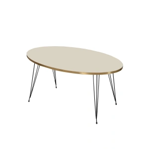 USLUCAN ALIŞVERİŞ Orta Sehpa Elips Siyah Tel Ayak Altın Krem