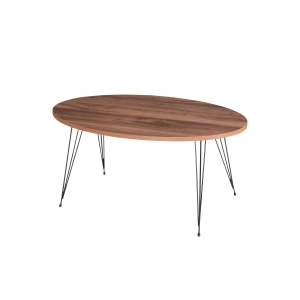 USLUCAN ALIŞVERİŞ Orta Sehpa Elips Siyah Tel Ayak Ceviz