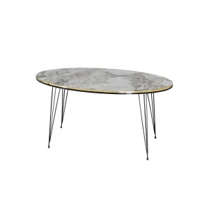 USLUCAN ALIŞVERİŞ Orta Sehpa Elips Siyah Tel Ayak Çift Altın Efes