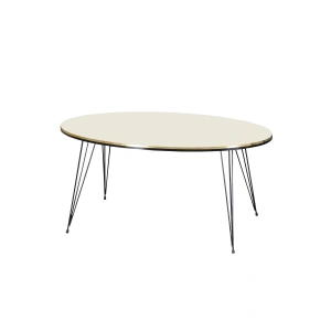 USLUCAN ALIŞVERİŞ Orta Sehpa Elips Siyah Tel Ayak Çift Altın Krem