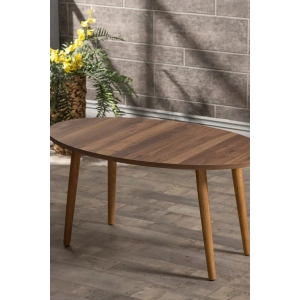 USLUCAN ALIŞVERİŞ Orta Sehpa Elips  Torna Ayak  Ceviz Ahşap