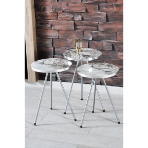 USLUCAN ALIŞVERİŞ Orta Sehpa Gümüş  Elips Siyah Metal Ayak