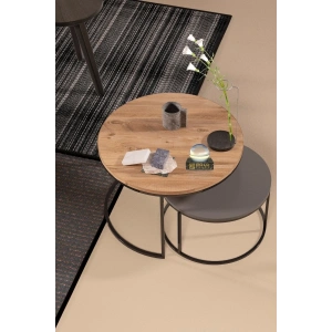 USLUCAN ALIŞVERİŞ Orta Sehpa Ikili Lüx Specıal Antrasit Gri - Ceviz