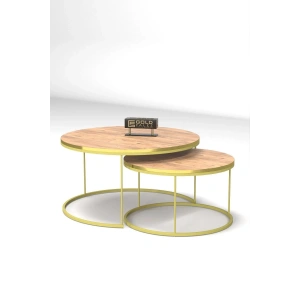 USLUCAN ALIŞVERİŞ Orta Sehpa Ikili Lüx Specıal Gold Ceviz