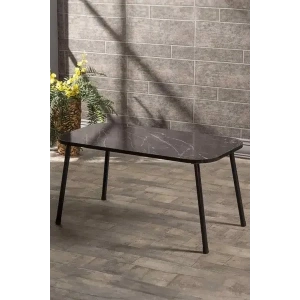 USLUCAN ALIŞVERİŞ Orta Sehpa Kr Metal Ayak Siyah Mermer Desen