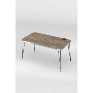 USLUCAN ALIŞVERİŞ Orta Sehpa Kr Siyah Tel Ayak Gümüş Ceviz