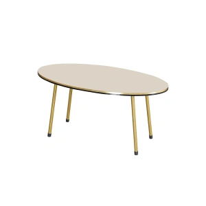 USLUCAN ALIŞVERİŞ Orta Sehpa Krem Elips Metal Ayak Çift Gold