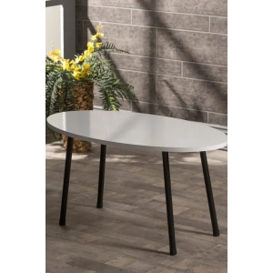 USLUCAN ALIŞVERİŞ Orta Sehpa Metal Ayak Elips Beyaz