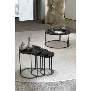 USLUCAN ALIŞVERİŞ Orta Sehpa Tekli Ve 3Lü C Zigon Sehpa Kombin Set Bendir