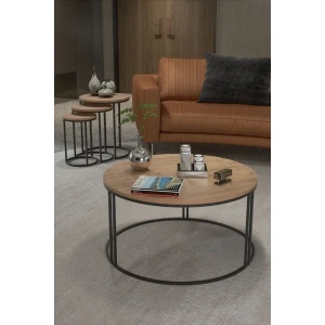 USLUCAN ALIŞVERİŞ Orta Sehpa Tekli Ve 3Lü C Zigon Sehpa Kombin Set Ceviz
