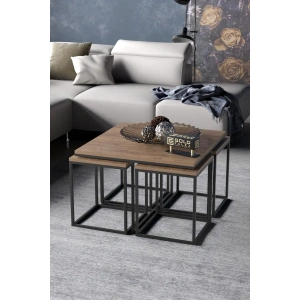 USLUCAN ALIŞVERİŞ Orta Sehpa Ve Zigon Sehpa 5li Lüx Set Ceviz