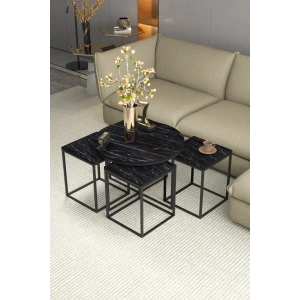 USLUCAN ALIŞVERİŞ Orta Sehpa Ve Zigon Sehpa Oval Lüx 5Li Set Bendir