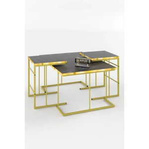 USLUCAN ALIŞVERİŞ ORTA SEHPA VE ZİGON SEHPA SOLO SET GOLD BENDİR