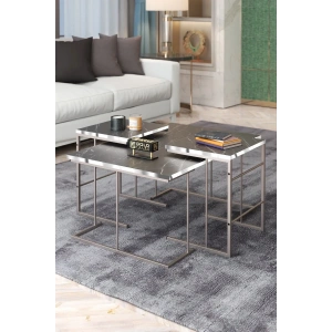 USLUCAN ALIŞVERİŞ ORTA SEHPA VE ZİGON SEHPA SOLO SET GÜMÜŞ BENDİR