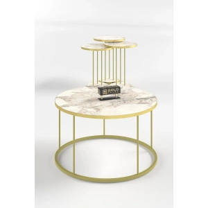 USLUCAN ALIŞVERİŞ ORTA SEHPA VE ZİGON SEHPA TERRA SET GOLD EFES