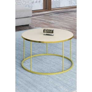 USLUCAN ALIŞVERİŞ ORTA SEHPA VE ZİGON SEHPA TERRA SET GOLD KREM