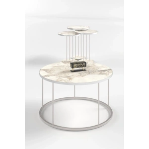 USLUCAN ALIŞVERİŞ ORTA SEHPA VE ZİGON SEHPA TERRA SET GÜMÜŞ EFES