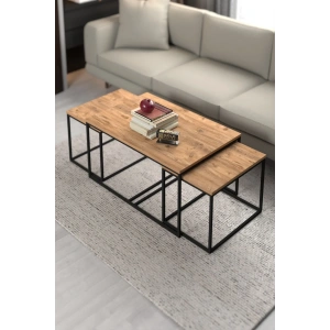 USLUCAN ALIŞVERİŞ Orta Sehpa Ve Zigon Yan Sehpa Flora Set Atlantik Çam