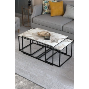 USLUCAN ALIŞVERİŞ Orta Sehpa Ve Zigon Yan Sehpa Flora Set Efes