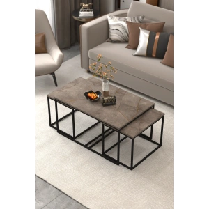 USLUCAN ALIŞVERİŞ Orta Sehpa Ve Zigon Yan Sehpa Flora Set Gordion