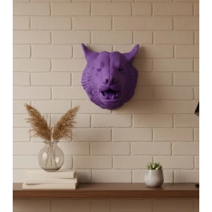 USLUCAN ALIŞVERİŞ Özel Seri Mor Kurt Duvar Süsü Hediyelik Dekoratif Asılabilir Heykel