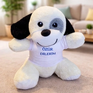 USLUCAN ALIŞVERİŞ Özür Dilerim Tişörtlü Sevimli Benekli Peluş Köpek