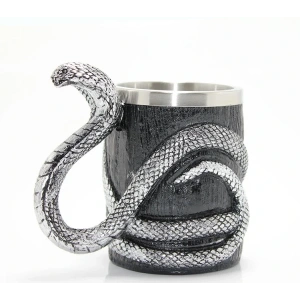 USLUCAN ALIŞVERİŞ Paslanmaz Çelik Yılan Tasarımlı Kupa Bardak
