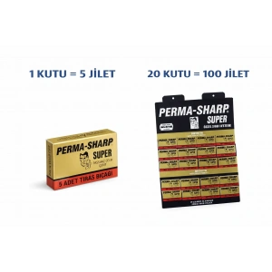 USLUCAN ALIŞVERİŞ Perma-Sharp Super Paslanmaz Çelik Tıraş Bıçağı 5’li 1 Kutu