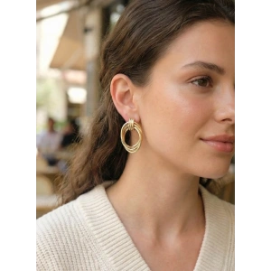 USLUCAN ALIŞVERİŞ Pirinç Gold Renk Damla Model Vintage Kadın Küpe