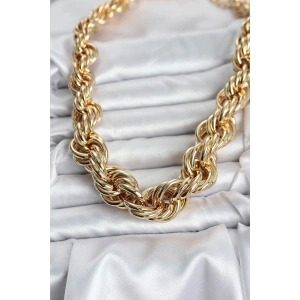 USLUCAN ALIŞVERİŞ Pirinç Gold Renk Sarmal Halat Model Kadın Kolye