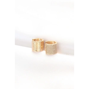USLUCAN ALIŞVERİŞ Pirinç Gold Renk Taşlı Minimal Küpe