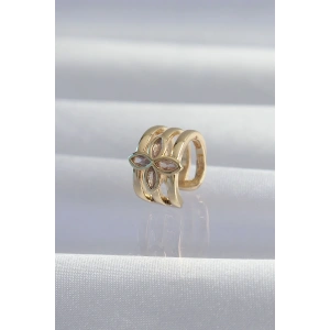 USLUCAN ALIŞVERİŞ Pirinç Gold Renk Yonca Earcuff Küpe