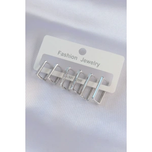 USLUCAN ALIŞVERİŞ Pirinç Gümüş Renk Dikdörtgen Model Küpe Seti